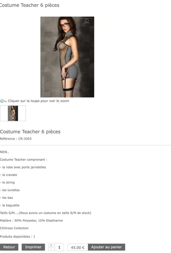 Costumes institutrice 6 pièces CR3303